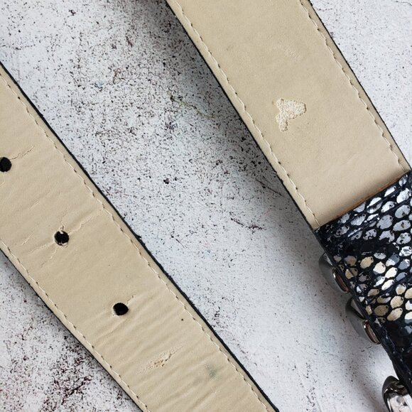 Vintage Elite Fresno Ca Leather Belt Snakeskin Python Metallic size L - Picture 7 of 8